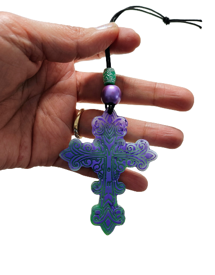 Car Ornaments - Resin cross with beads