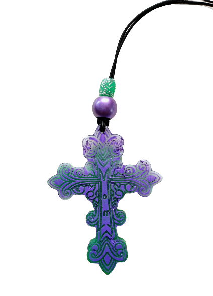 Car Ornaments - Resin cross with beads