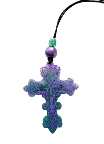 Car Ornaments - Resin cross with beads