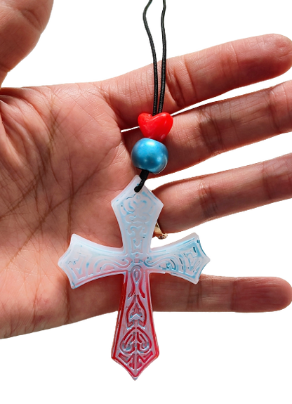 Car Ornaments - Resin cross with beads