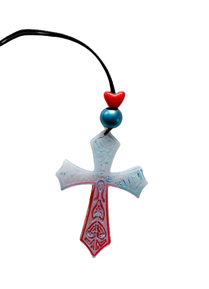 Car Ornaments - Resin cross with beads