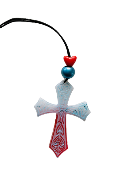 Car Ornaments - Resin cross with beads