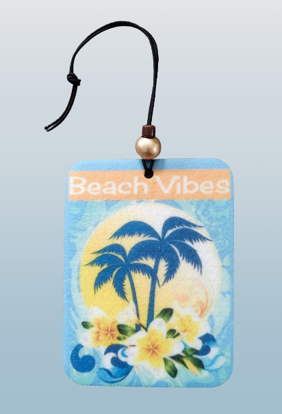 Car Ornament - Double sided rectangle "Beach vibes"