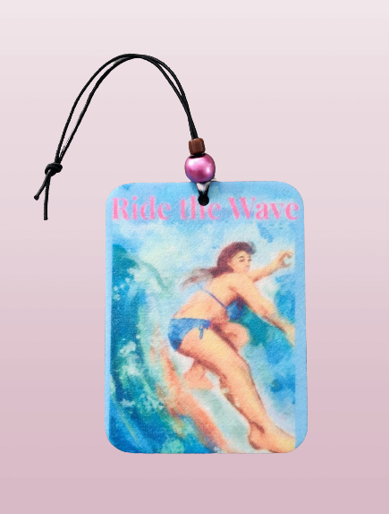 Car Ornament - Double sided rectangle "Ride the wave"