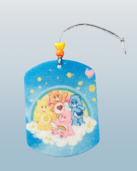 Car Ornament - Double sided rectangle round top and bottom Care bears