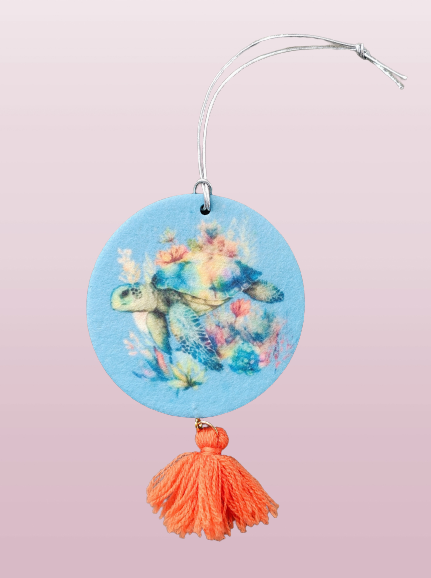 Car Ornament - Double sided round Sea turtle