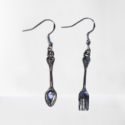 Earrings - Silver fork & spoon on silver hook