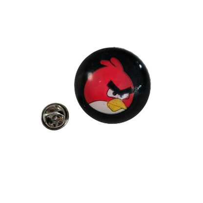 Pin - 3D resin red angry bird pin with silver butterfly clutch