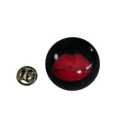 Pin - 3D resin red lips pin with silver butterfly clutch