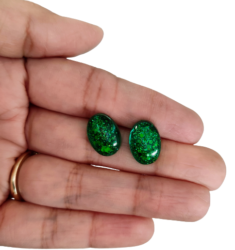 Earrings - Small resin oval on post