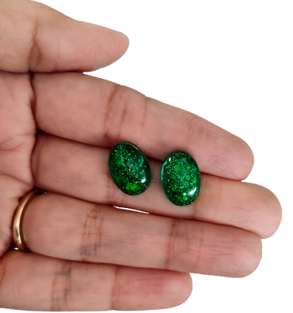 Earrings - Small resin oval on post