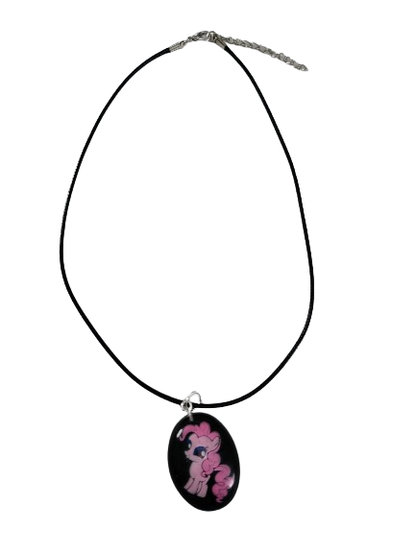 Necklace - 17.5 inches black waxed cord with resin oval My little pony pendant