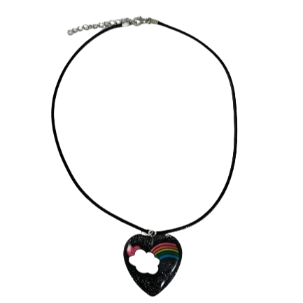 Necklace - 17.5 inches black waxed cord with resin heart pendant