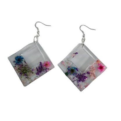 Earrings - Resin large square shape on hook