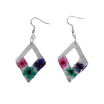 Earrings - Resin diamond shape on hook