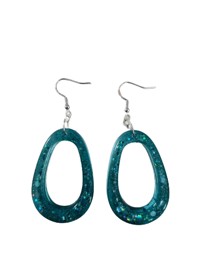 Earrings - Resin open teardrop on silver hook