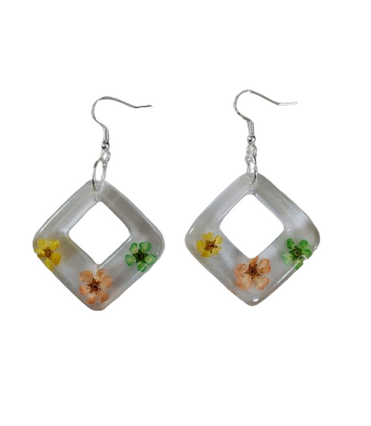 Earrings - Resin square shape on hook