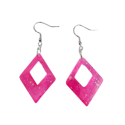 Earrings - Resin diamond shape on hook