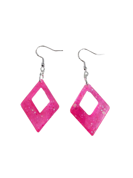 Earrings - Resin diamond shape on hook