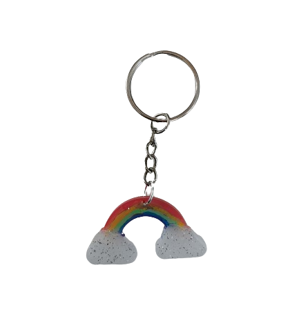 Keychain - Resin rainbow with clouds