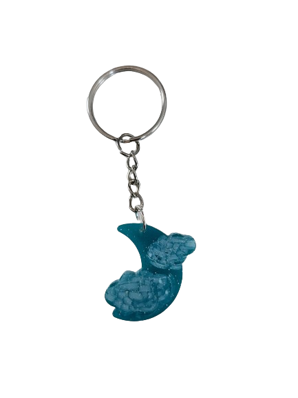 Keychain - Resin moon with clouds