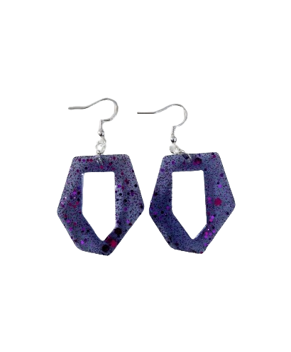 Earrings - Resin hexagon shape on hook