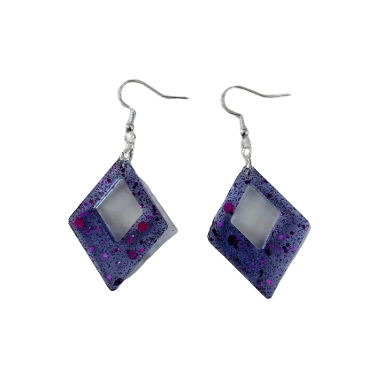 Earrings - Resin diamond shape on hook