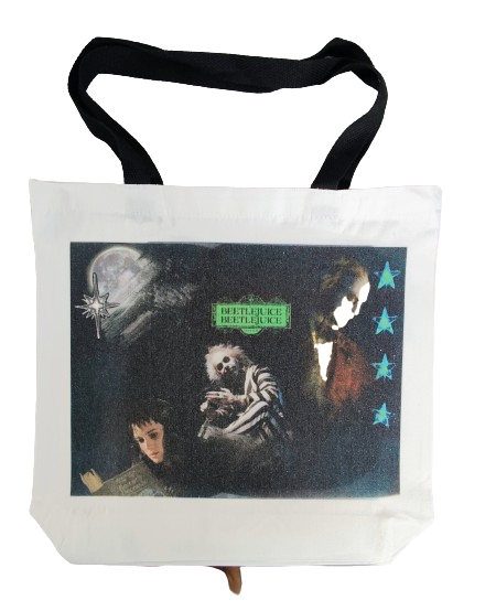 Double sided tote Bag with makeup bag (Beetlejuice image)