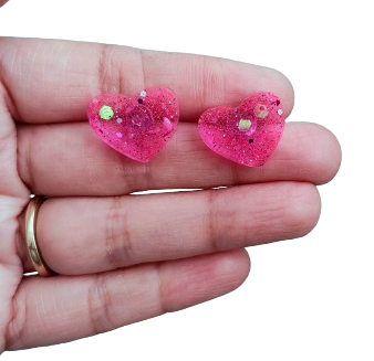 Earrings - Resin heart on post