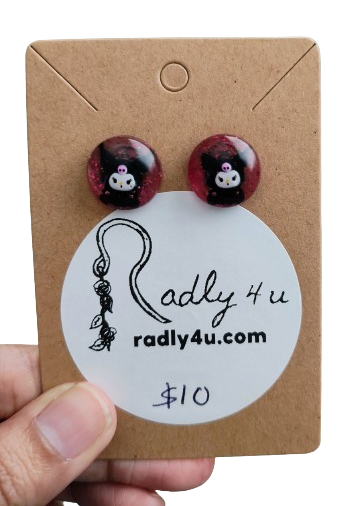 Earrings - 3D Kuromi Resin on post