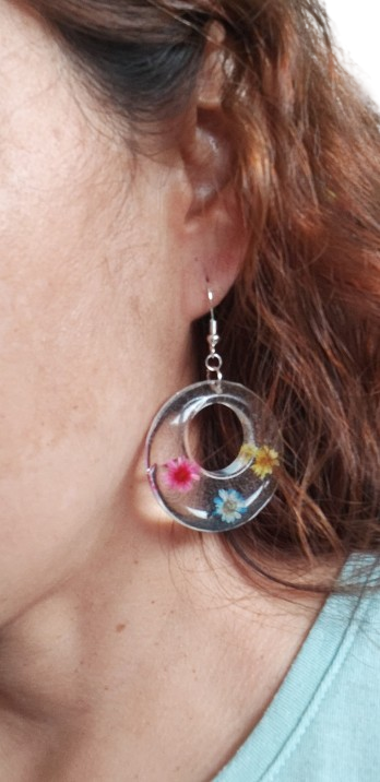 Earrings - Resin large open chunky circle on silver hook