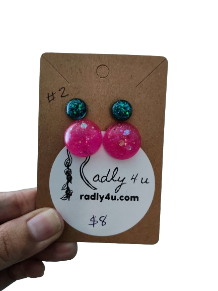 Earrings - Round resin studs (2 pairs)