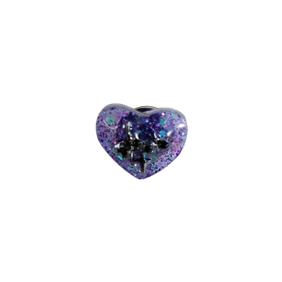 Pin - 3D small resin heart pin with silver butterfly clutch