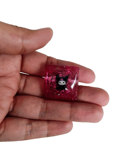 Pin - 3D Kuromi resin pin with silver butterfly clutch