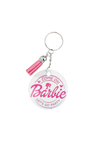 Keychain - Double sided sublimated Barbie with acrylic tassel