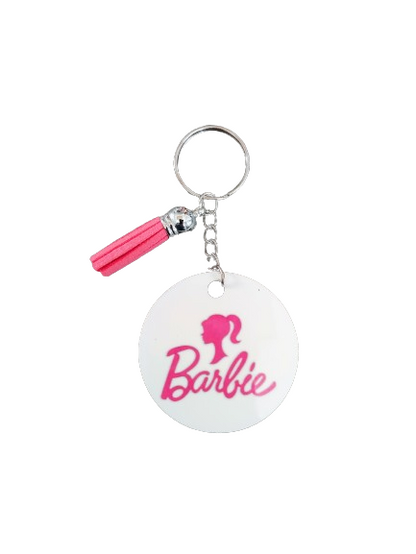 Keychain - Double sided sublimated Barbie with acrylic tassel