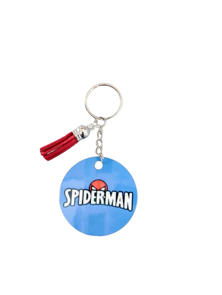 Keychain - Double sided sublimated Spiderman with acrylic tassel