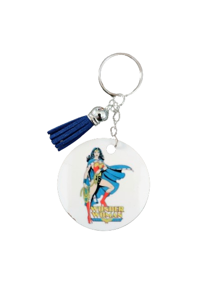 Keychain - Double sided sublimated Wonder Woman with acrylic tassel