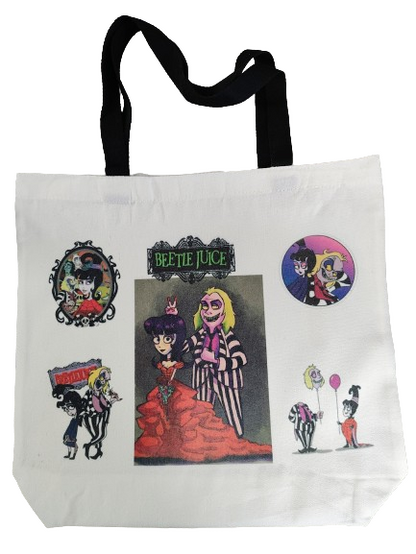 Double sided tote Bag with makeup bag (Beetlejuice image)