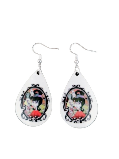 Earrings - Double sided sublimated Beetlejuice image on silver hook