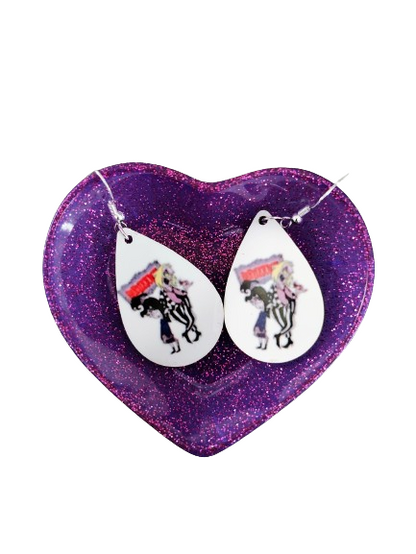 Earrings - Double sided sublimated Beetlejuice image on silver hook