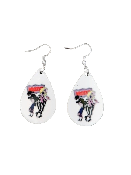 Earrings - Double sided sublimated Beetlejuice image on silver hook