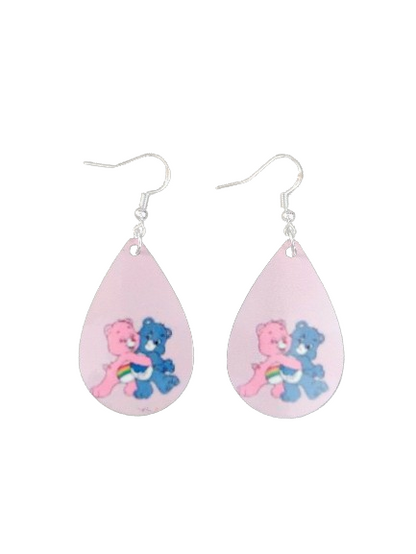 Earrings - Double sided sublimated Care bear image on silver hook