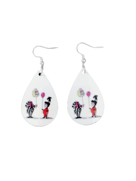 Earrings - Double sided sublimated Beetlejuice image on silver hook