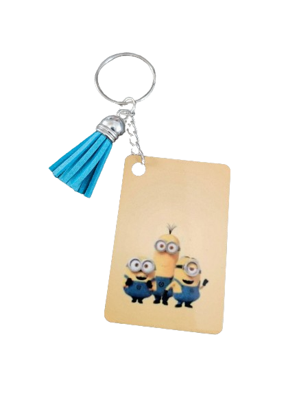 Keychain - Double sided sublimated minions with acrylic tassel