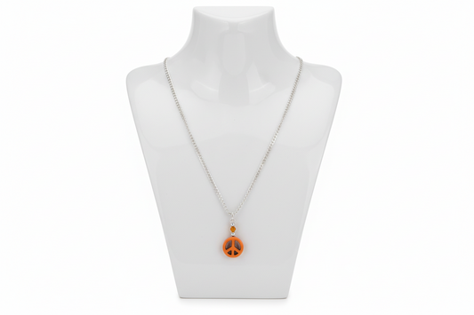 Necklace - 18.5 inches silver chain with stone peace charm and silver lobster Clasp