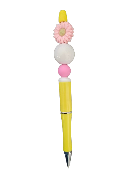 Pen - Flower silicon beaded acrylic pen (black ink)