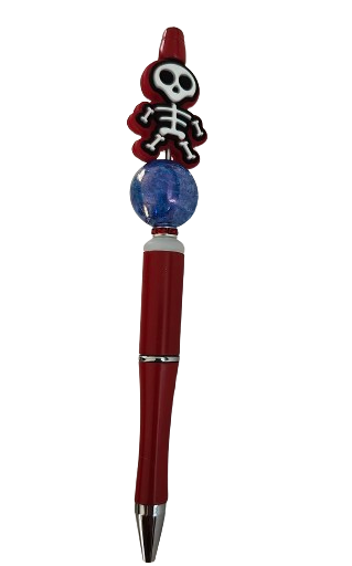 Pen - Skeleton silicon beaded acrylic pen (black ink)