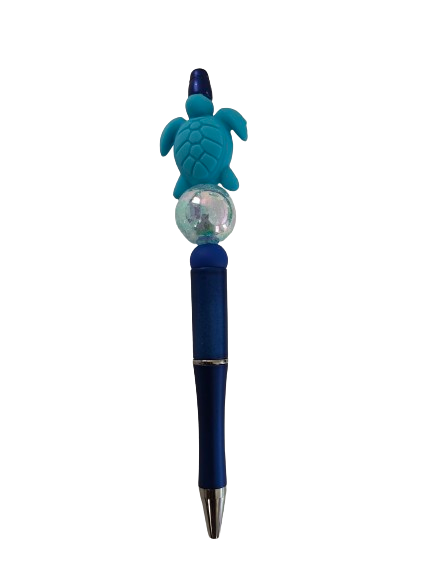 Pen - Sea turtle silicon beaded acrylic pen (black ink)