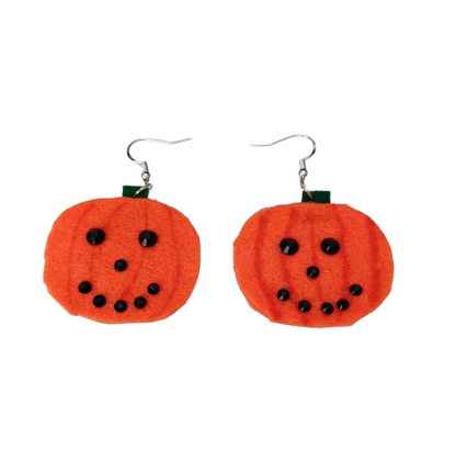 Earrings - Felt pumpkin shape on silver hook